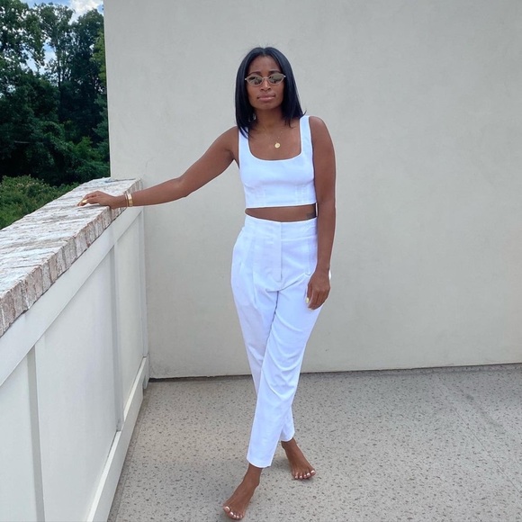 ALC Pleated Trouser Pants Linen Blend White Western Sz 2 - Picture 2 of 13